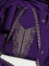 Neck Embroidered Chanderi Unstitched Suit With Dupatta